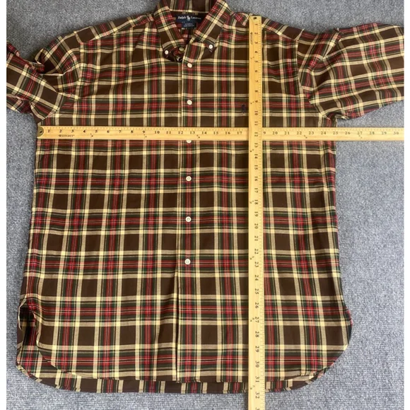 Ralph Lauren Shirt Mens Large Brown Cotton Plaid McMeel Button Down - Picture 4 of 10